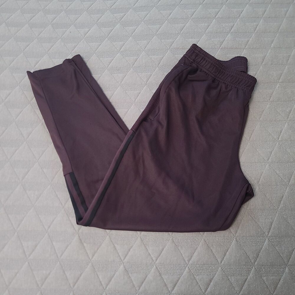 Adidas Aeroready Burgundy Track Pants Women Large Polyester Three Stripe Tapered